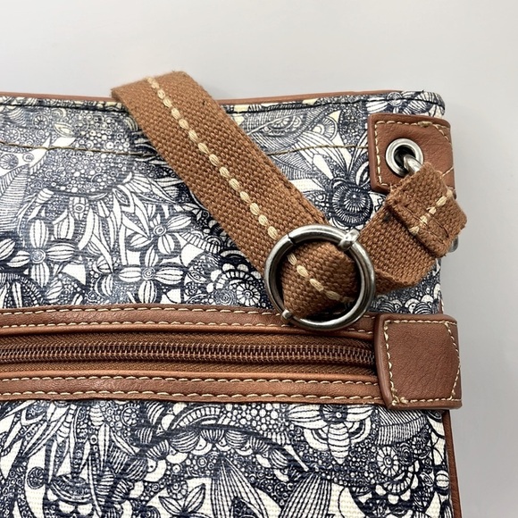SAKROOTS CROSSBODY/SHOULDER BAG-NAVY/WHITE DESIGNS-LEATHER LIKE ACCENTS - Picture 3 of 9